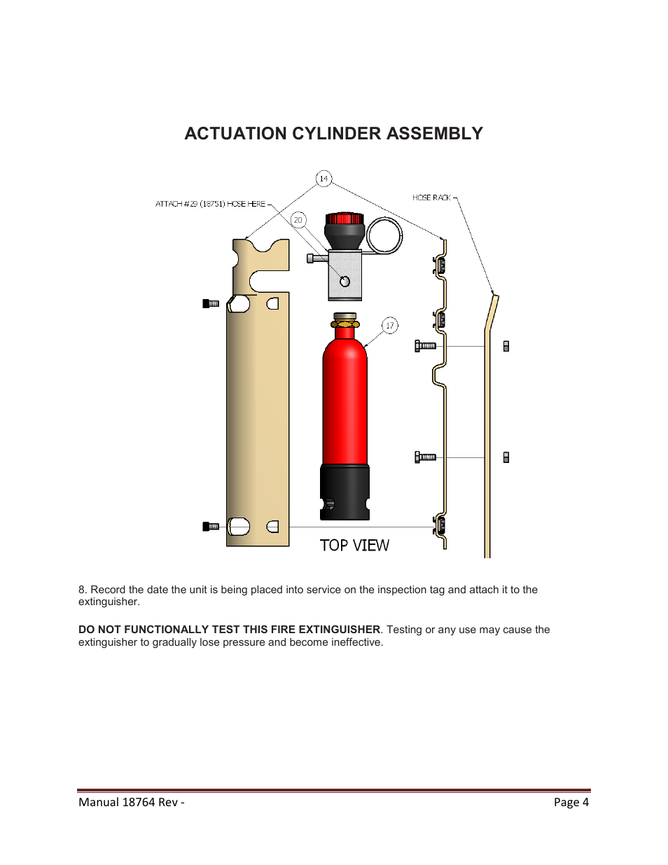 Actuation cylinder assembly | Amerex 18764 User Manual | Page 4 / 13