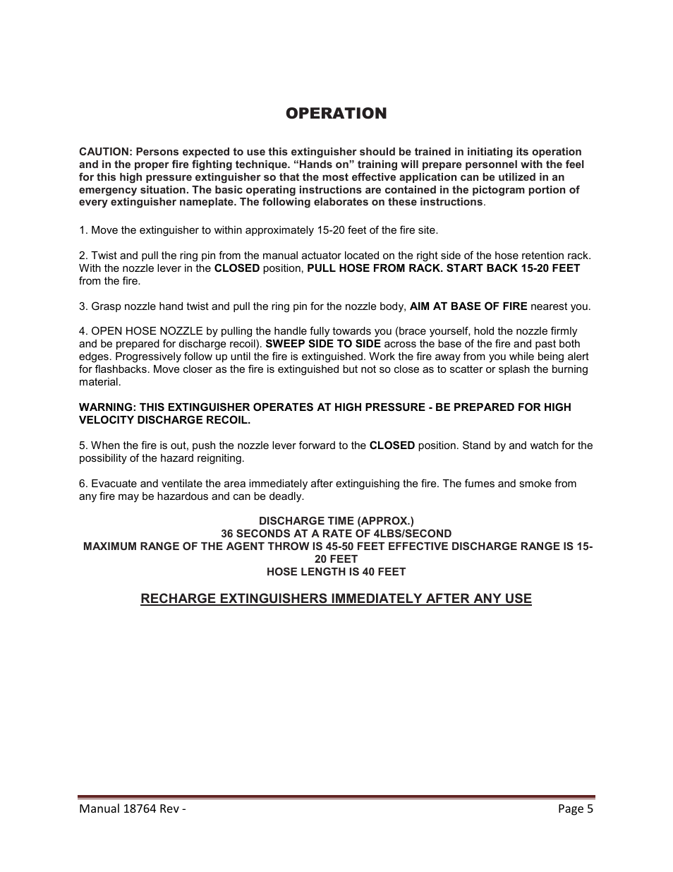 Operation | Amerex 18764 User Manual | Page 5 / 13