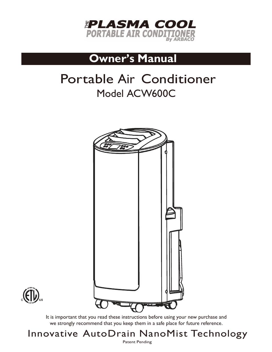 American Comfort ACW600C User Manual | 30 pages