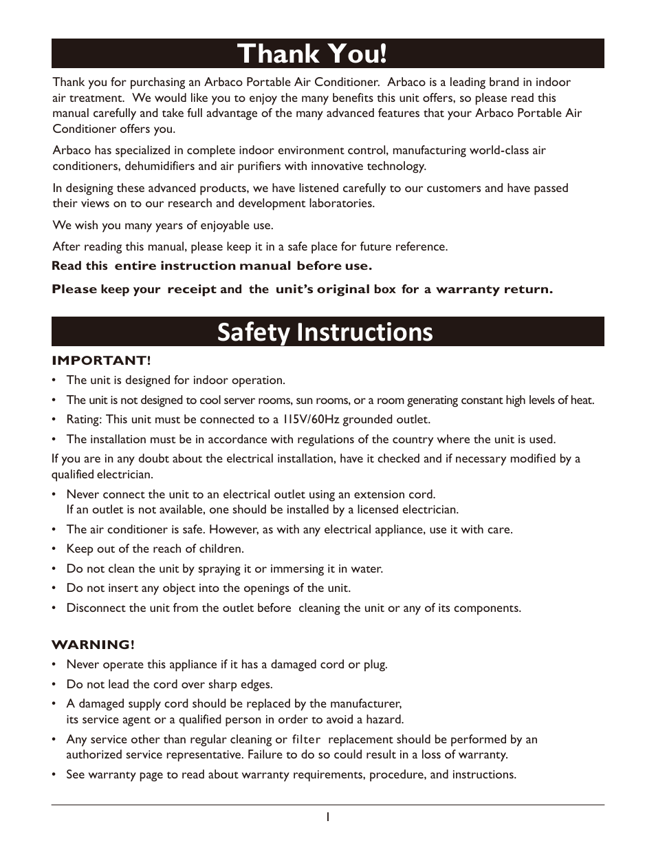 American Comfort ACW600C User Manual | Page 3 / 30