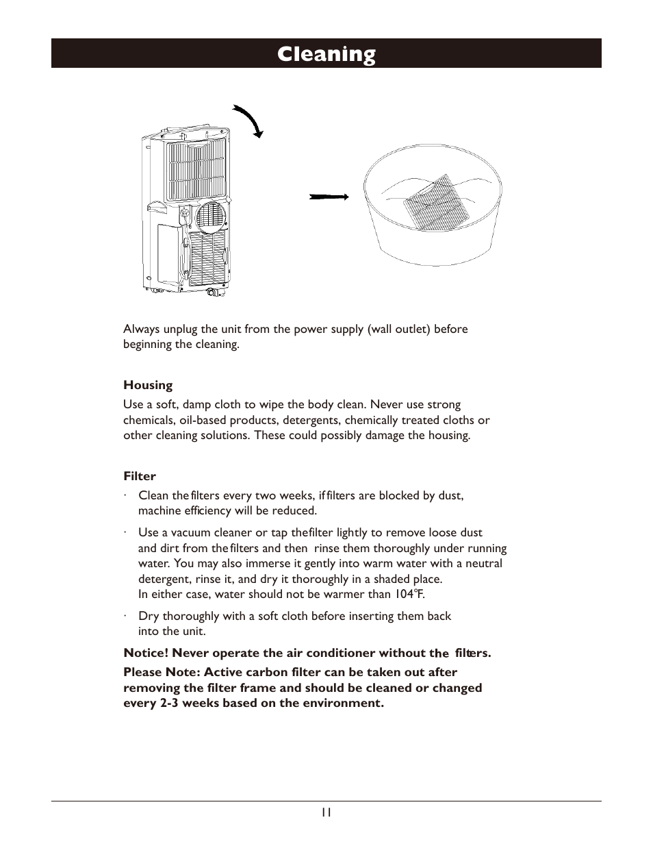 Cleaning | American Comfort ACW613B User Manual | Page 13 / 15