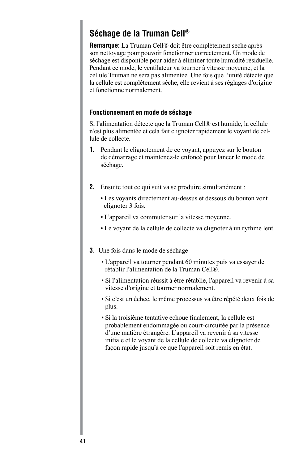 Séchage de la truman cell | American Comfort AIR16 User Manual | Page 42 / 48