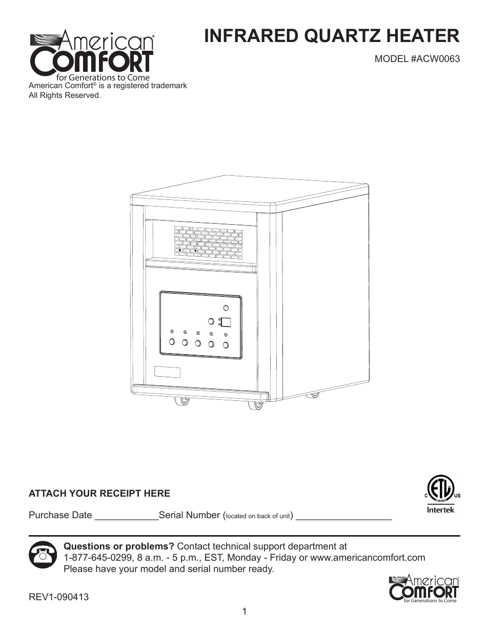 American Comfort ACW0063 User Manual | 16 pages