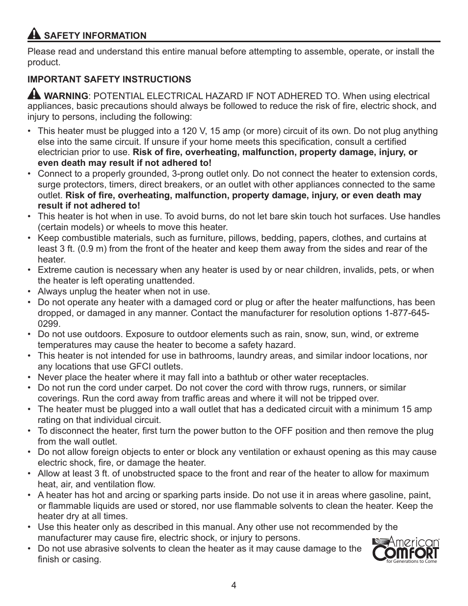 American Comfort ACW0063 User Manual | Page 4 / 16