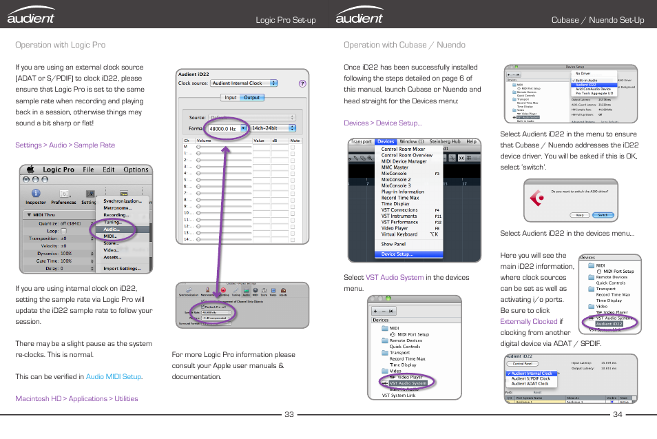 Operation with cubase / nuendo | Audient iD22 User Manual | Page 19 / 25