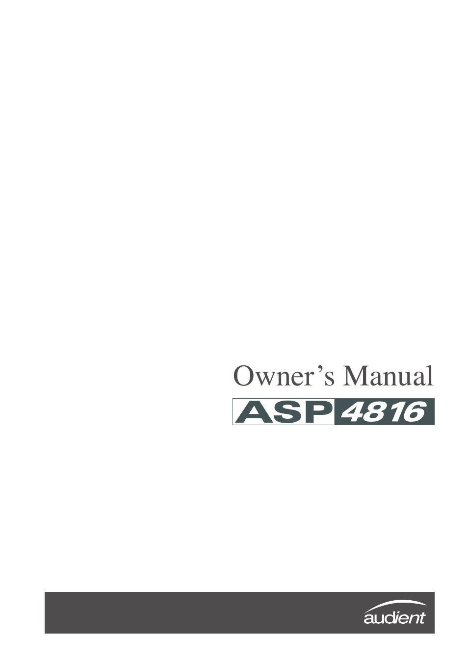 Audient ASP4816 - Compact Analogue Recording Console User Manual | 51 pages