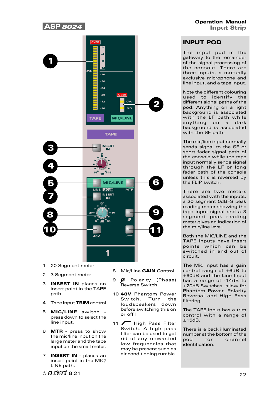 Audient ASP8024 Large Format Recording Console User Manual | Page 22 / 62