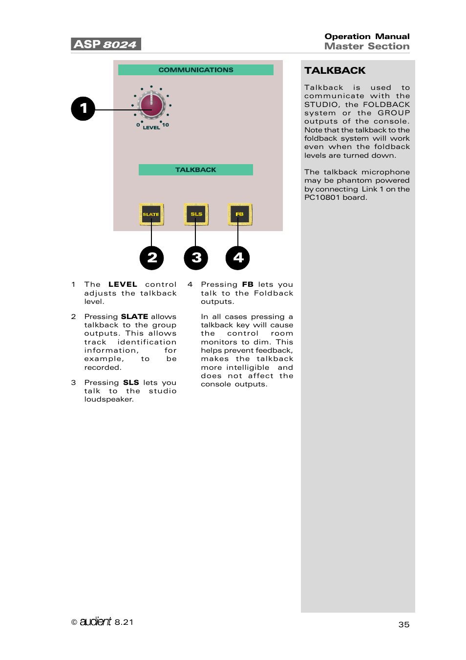 Audient ASP8024 Large Format Recording Console User Manual | Page 35 / 62