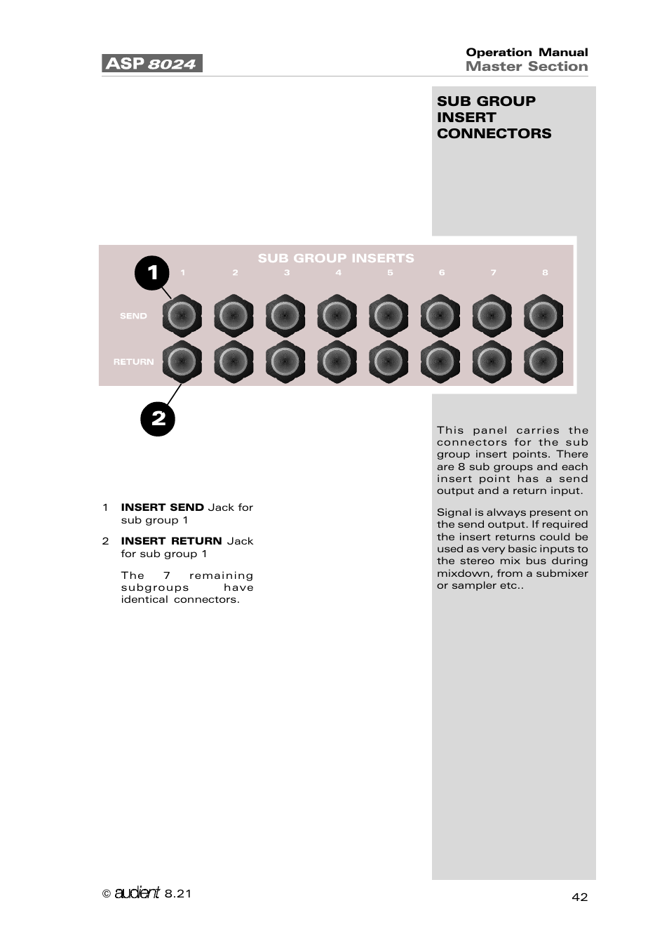 Audient ASP8024 Large Format Recording Console User Manual | Page 42 / 62