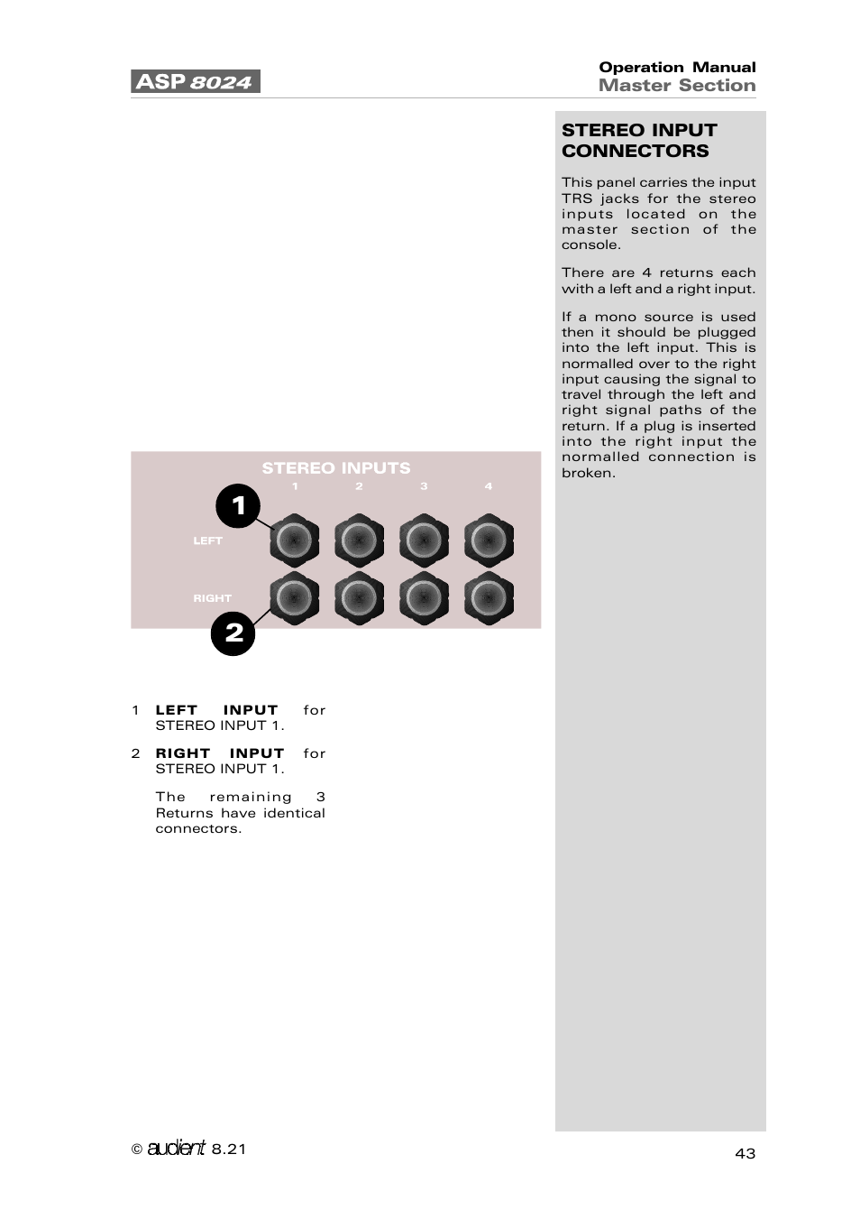Audient ASP8024 Large Format Recording Console User Manual | Page 43 / 62