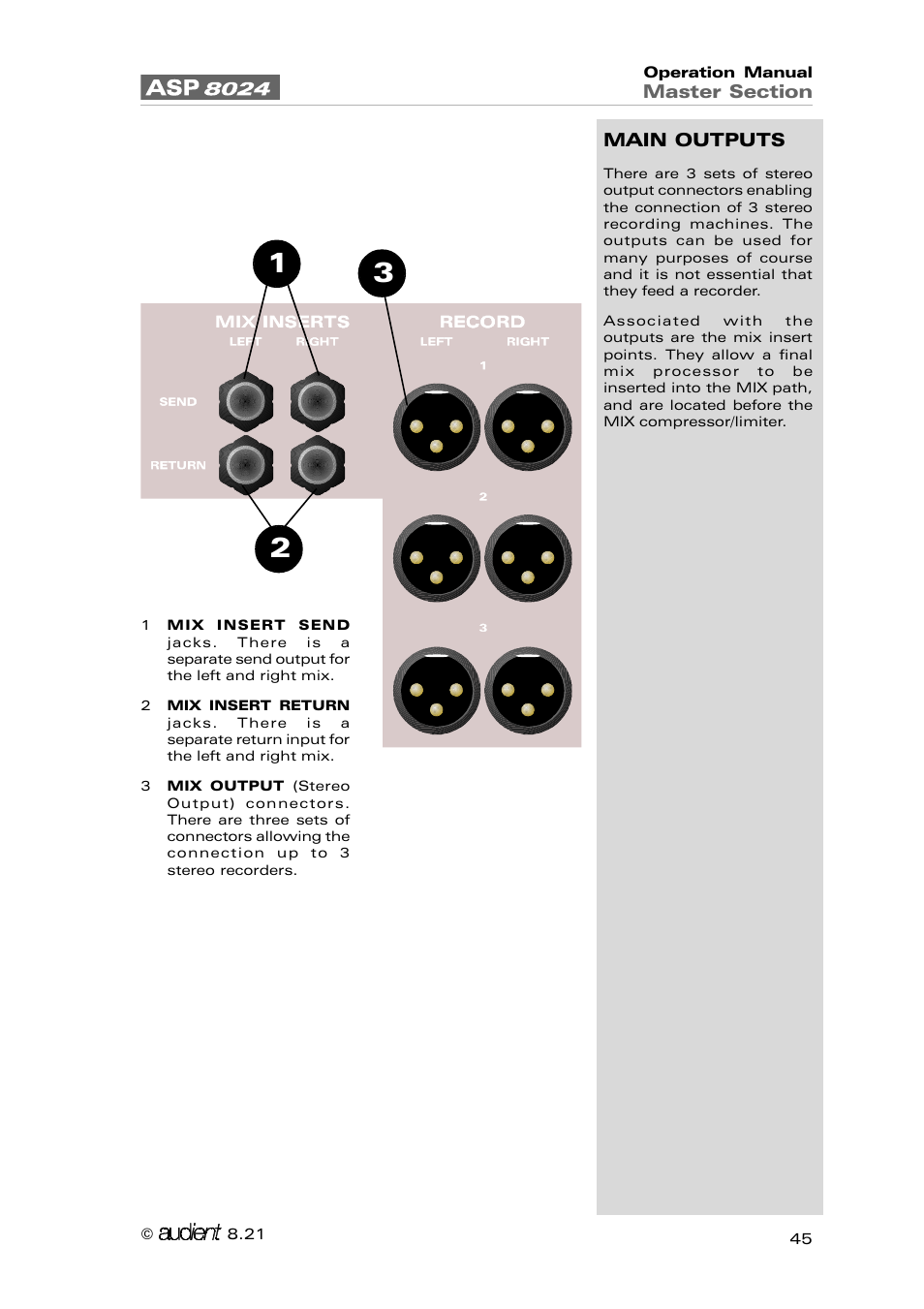 Audient ASP8024 Large Format Recording Console User Manual | Page 45 / 62