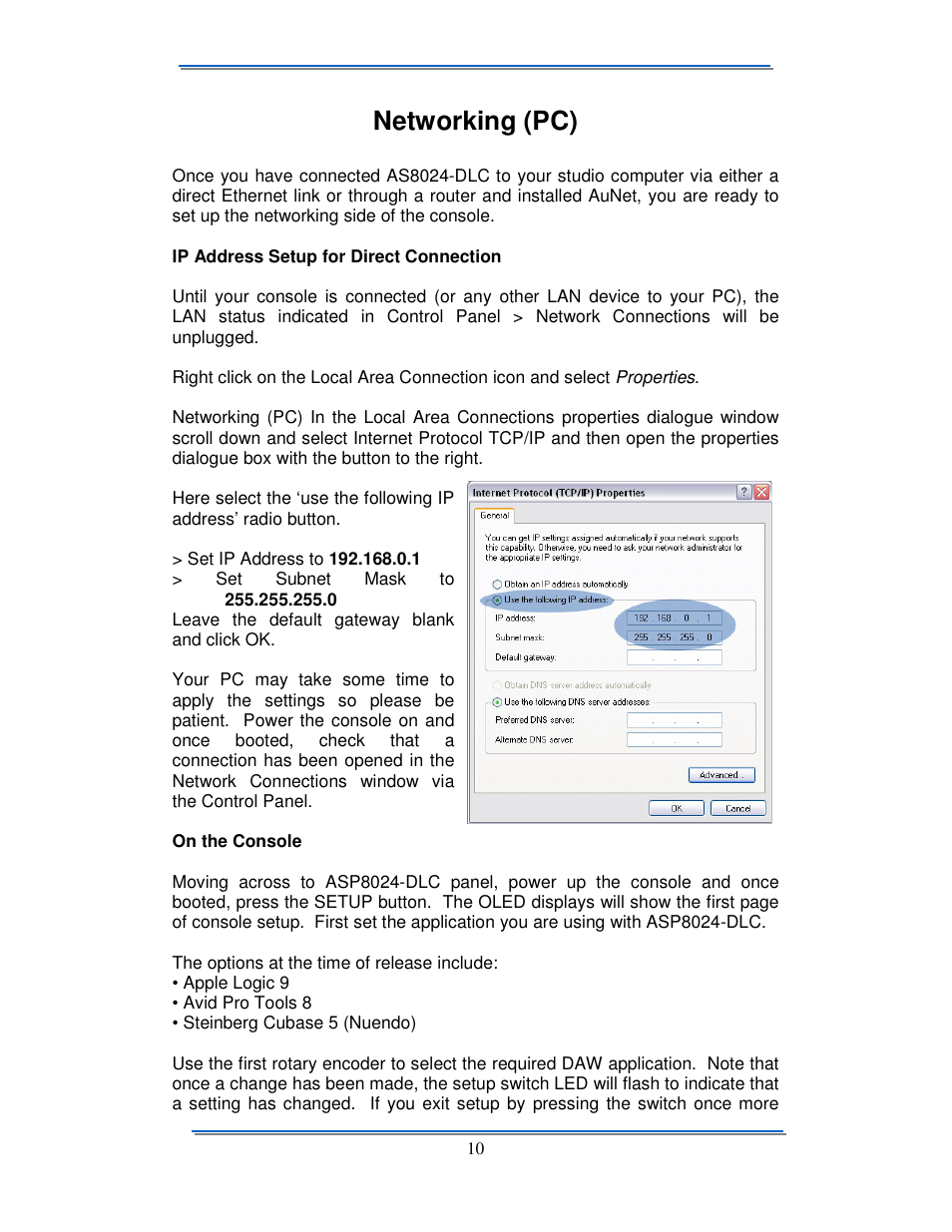 Networking (pc) | Audient ASP8024 Dual Layer Control Module User Manual | Page 10 / 16