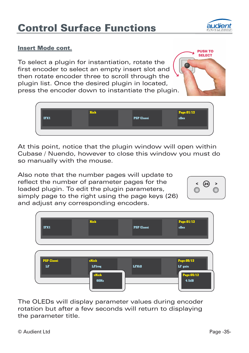 Control surface functions | Audient ASP8024 Dual Layer Control Module User Manual | Page 35 / 39