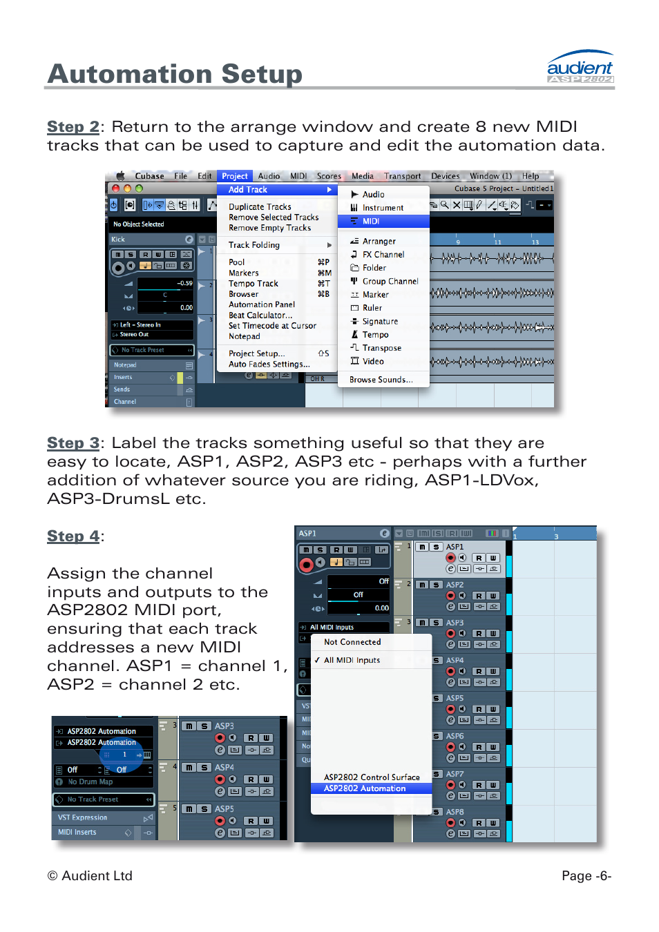 Automation setup | Audient ASP8024 Dual Layer Control Module User Manual | Page 6 / 39