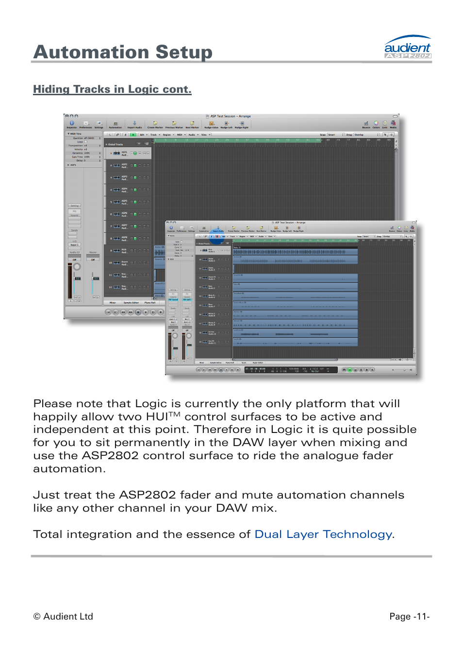 Automation setup | Audient ASP8024 Dual Layer Control Module User Manual | Page 11 / 47