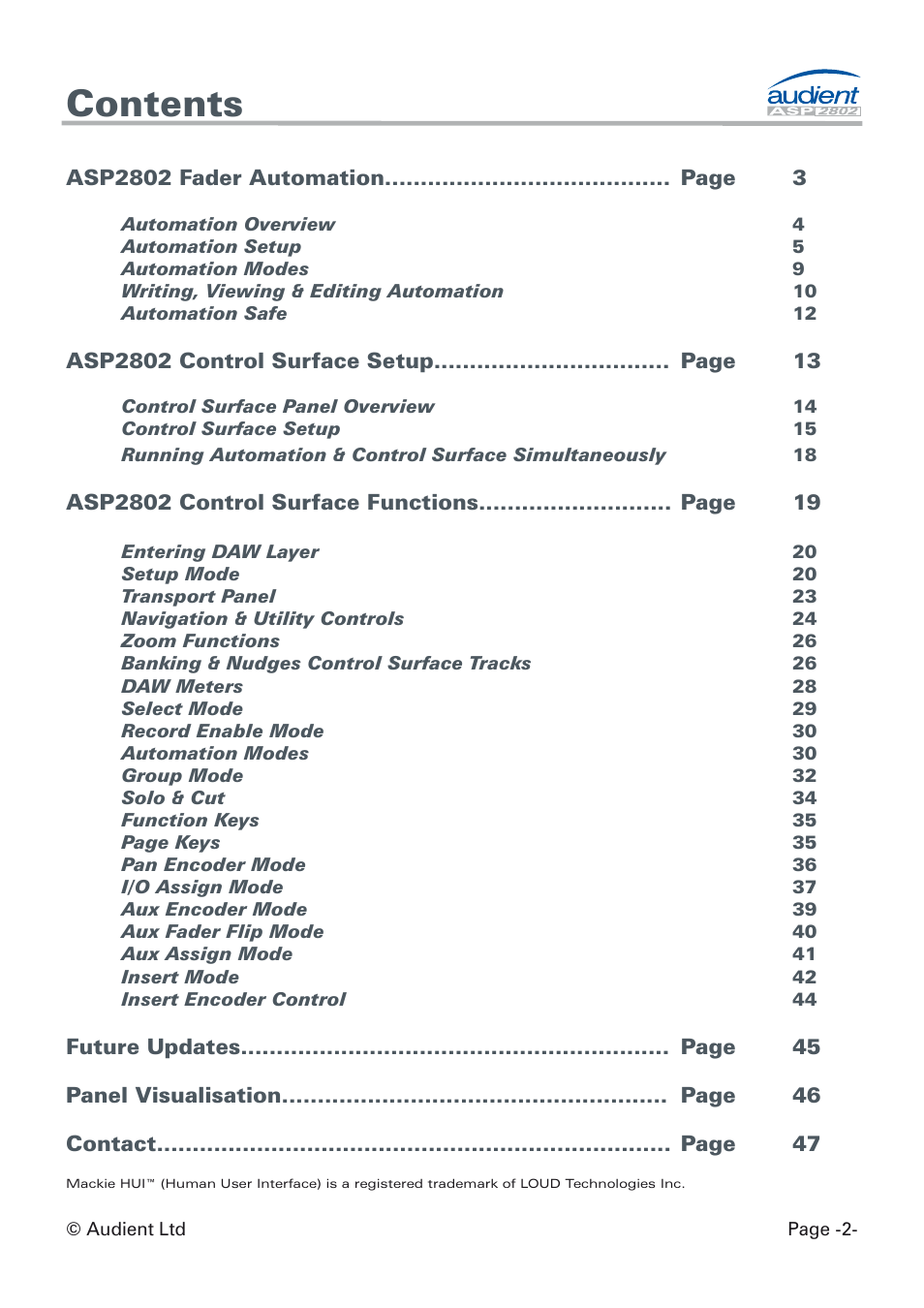 Audient ASP8024 Dual Layer Control Module User Manual | Page 2 / 47