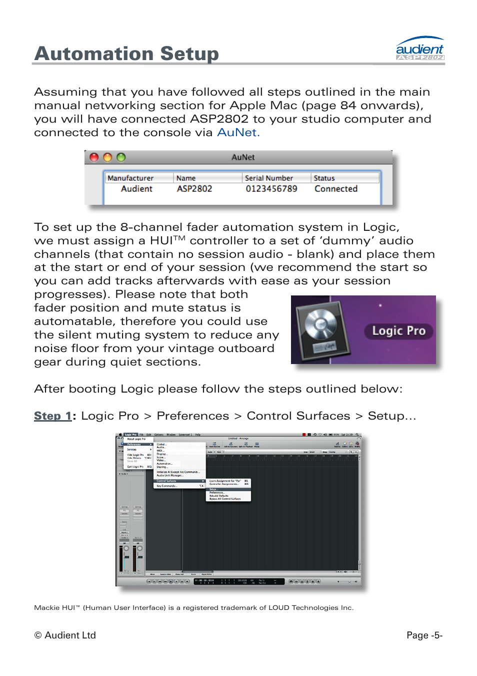 Automation setup | Audient ASP8024 Dual Layer Control Module User Manual | Page 5 / 47