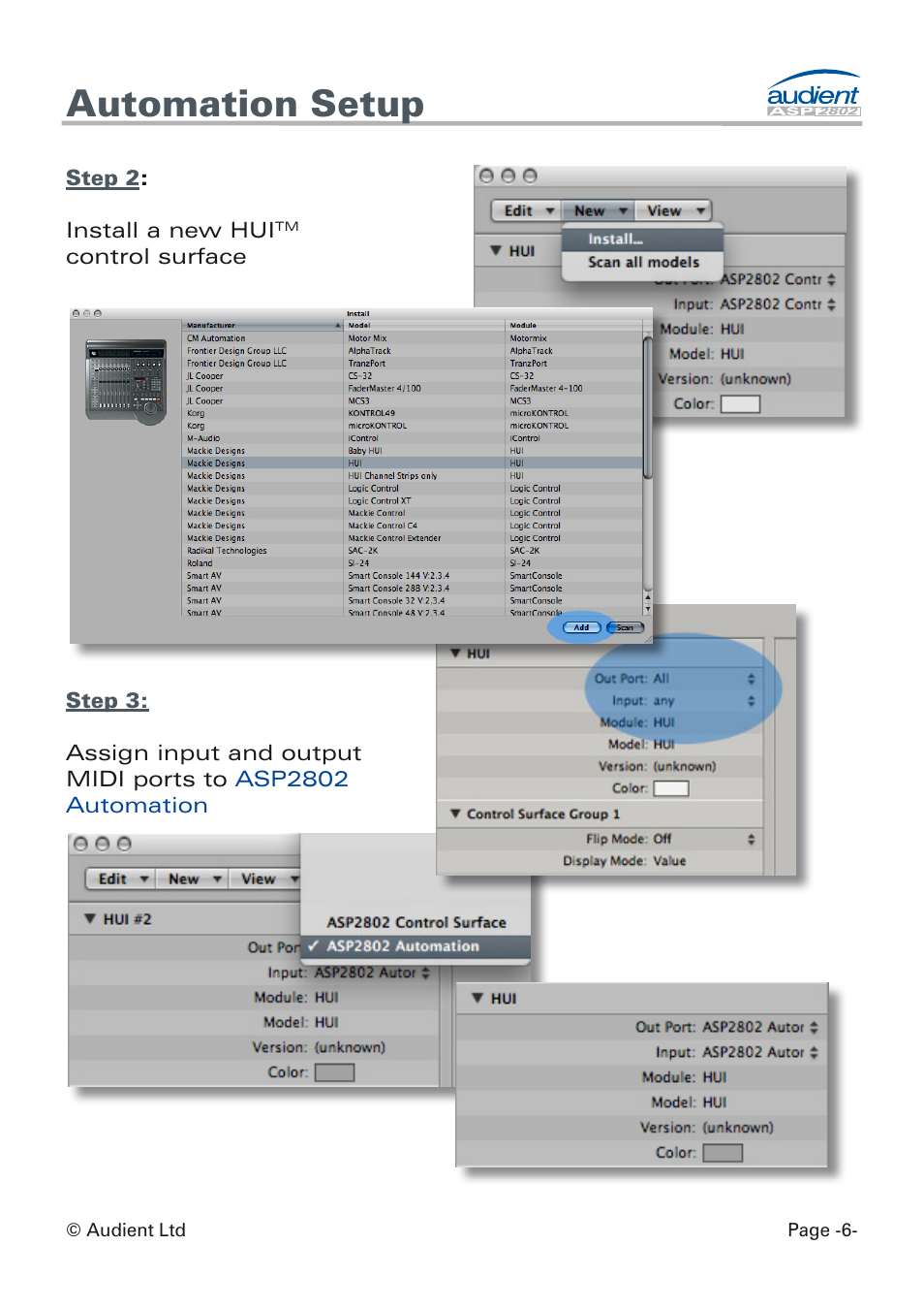 Automation setup | Audient ASP8024 Dual Layer Control Module User Manual | Page 6 / 47