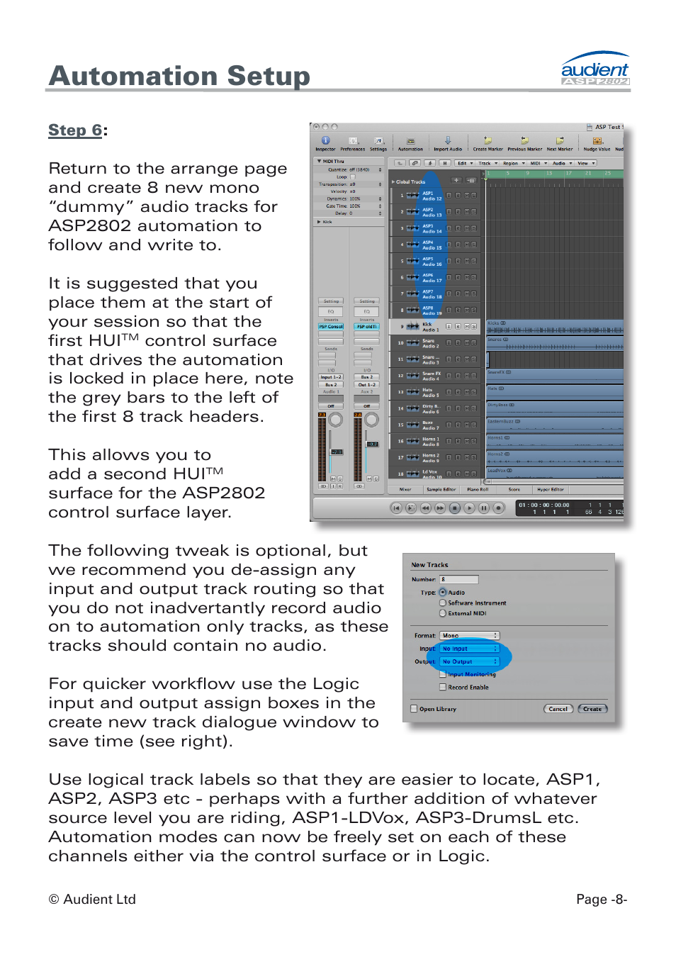 Automation setup | Audient ASP8024 Dual Layer Control Module User Manual | Page 8 / 47