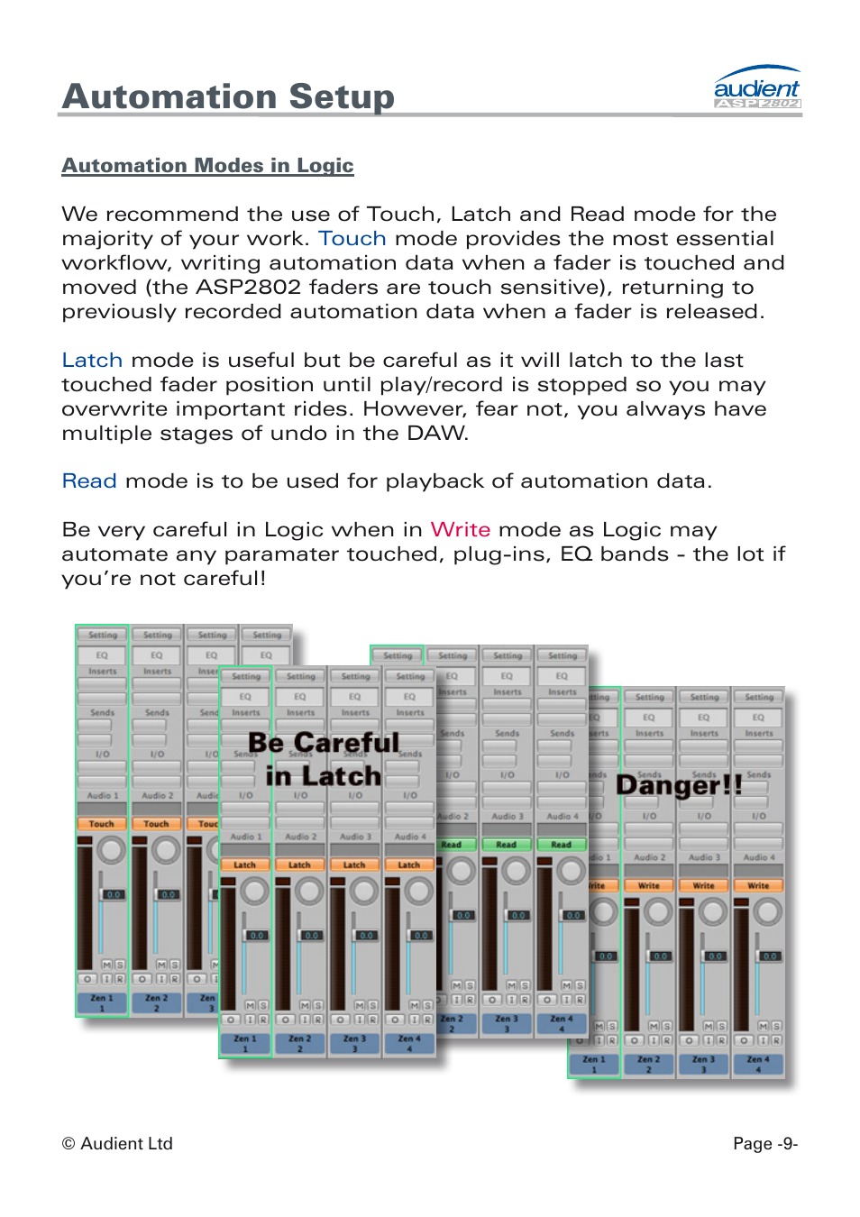 Automation modes, Automation setup | Audient ASP8024 Dual Layer Control Module User Manual | Page 9 / 47