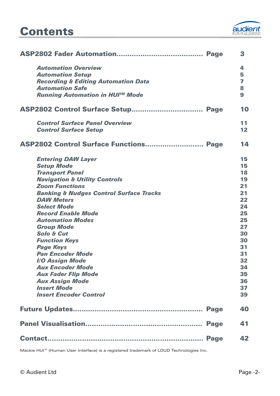 Audient ASP8024 Dual Layer Control Module User Manual | Page 2 / 42