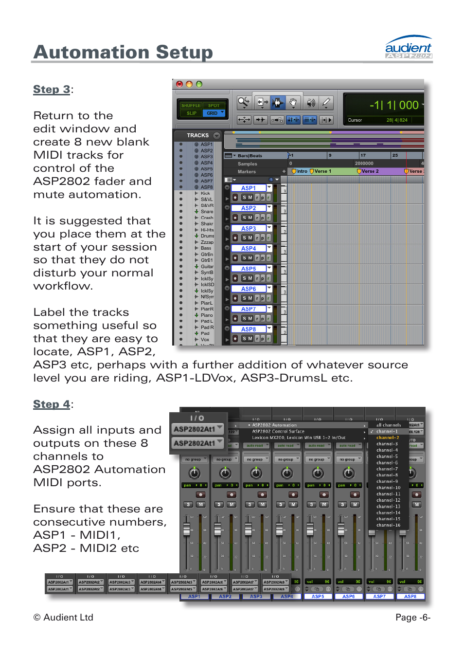 Automation setup | Audient ASP8024 Dual Layer Control Module User Manual | Page 6 / 42