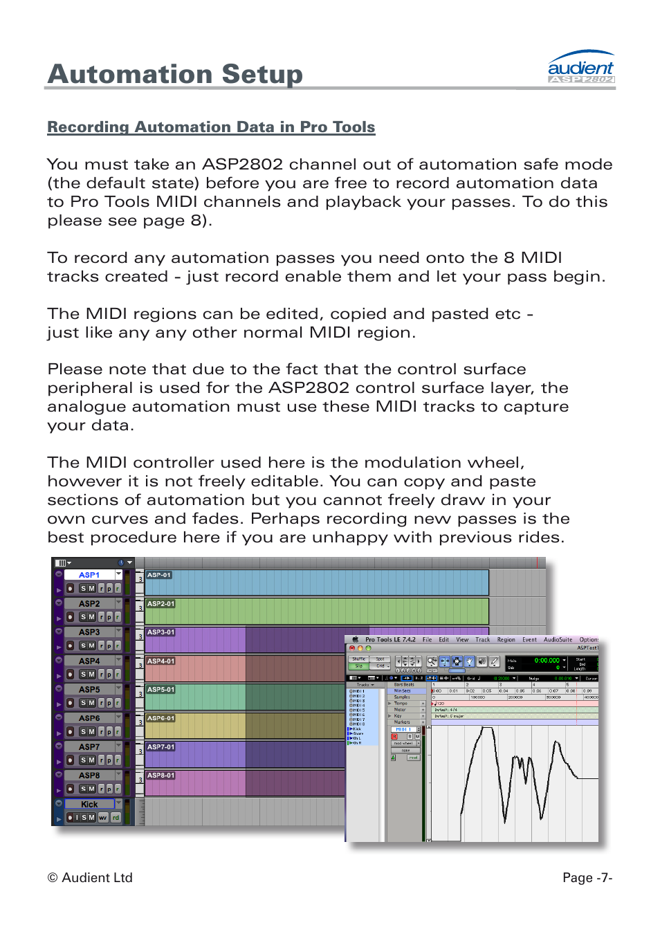 Recording + editing automation, Automation setup | Audient ASP8024 Dual Layer Control Module User Manual | Page 7 / 42