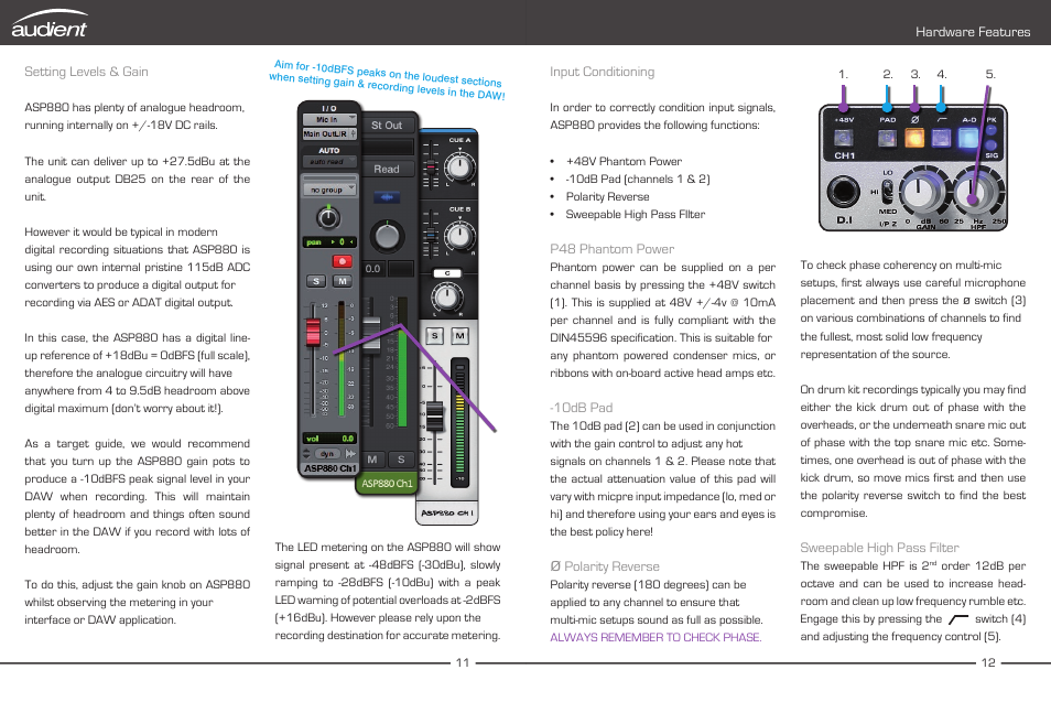 Input signal conditioning | Audient ASP880 User Manual | Page 8 / 15