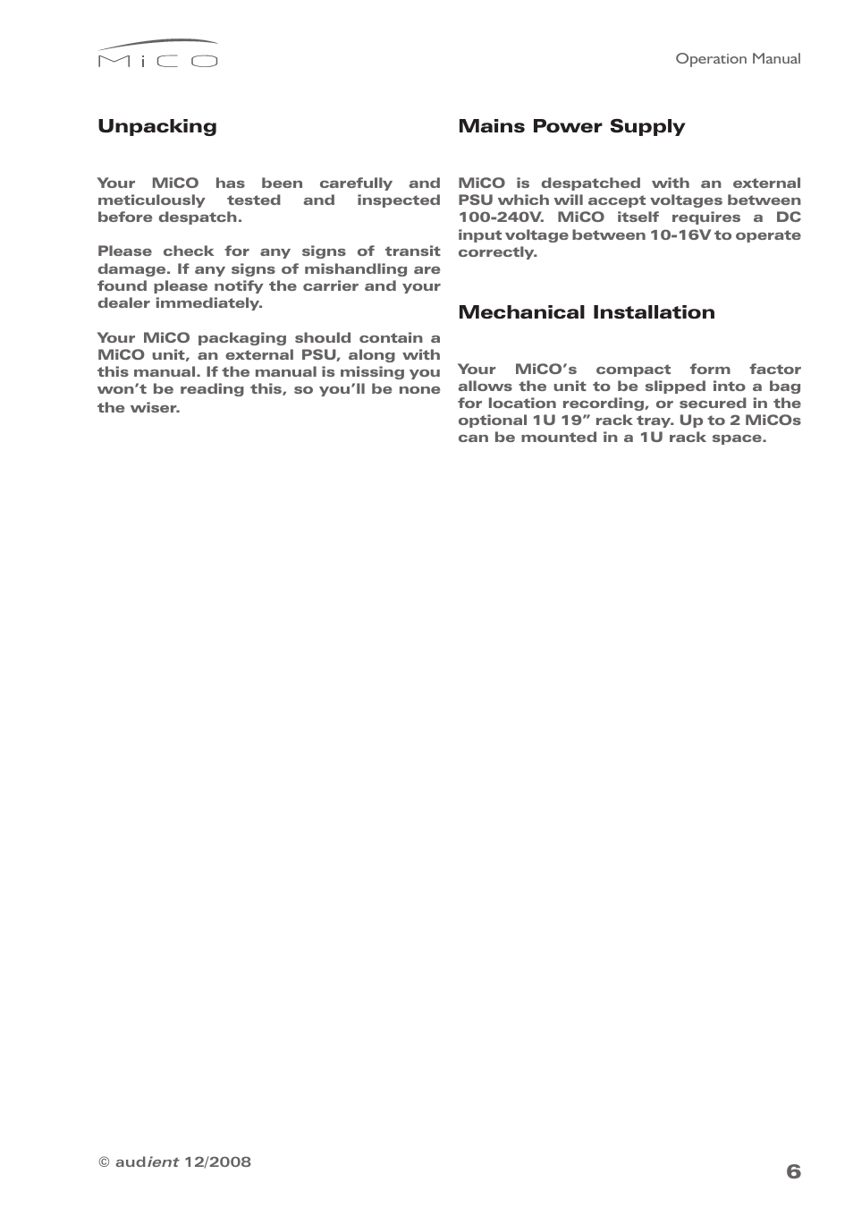 Audient MiCO Dual Microphone Preamplifier User Manual | Page 6 / 11