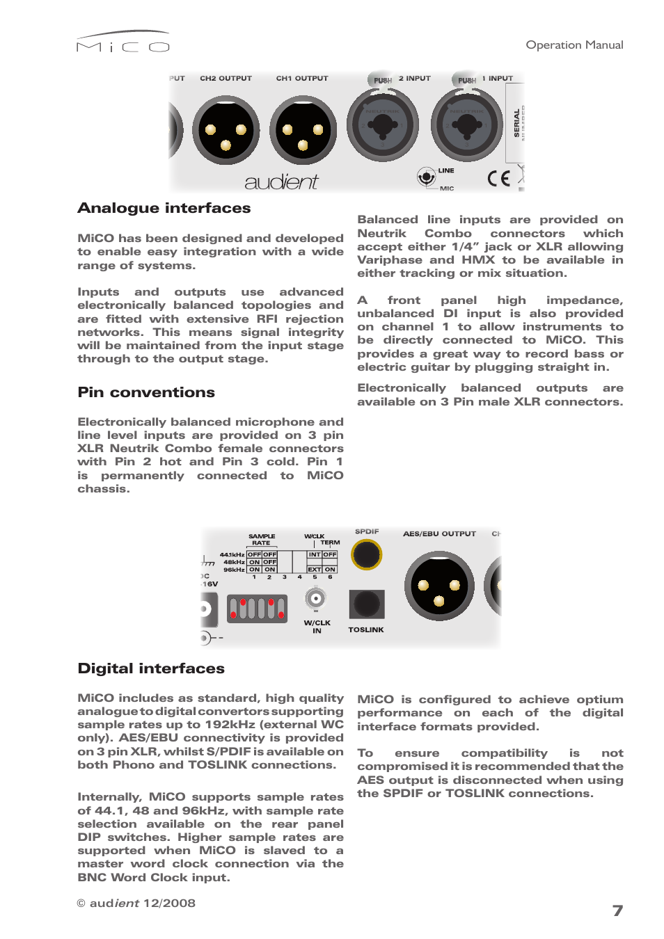 Audient MiCO Dual Microphone Preamplifier User Manual | Page 7 / 11