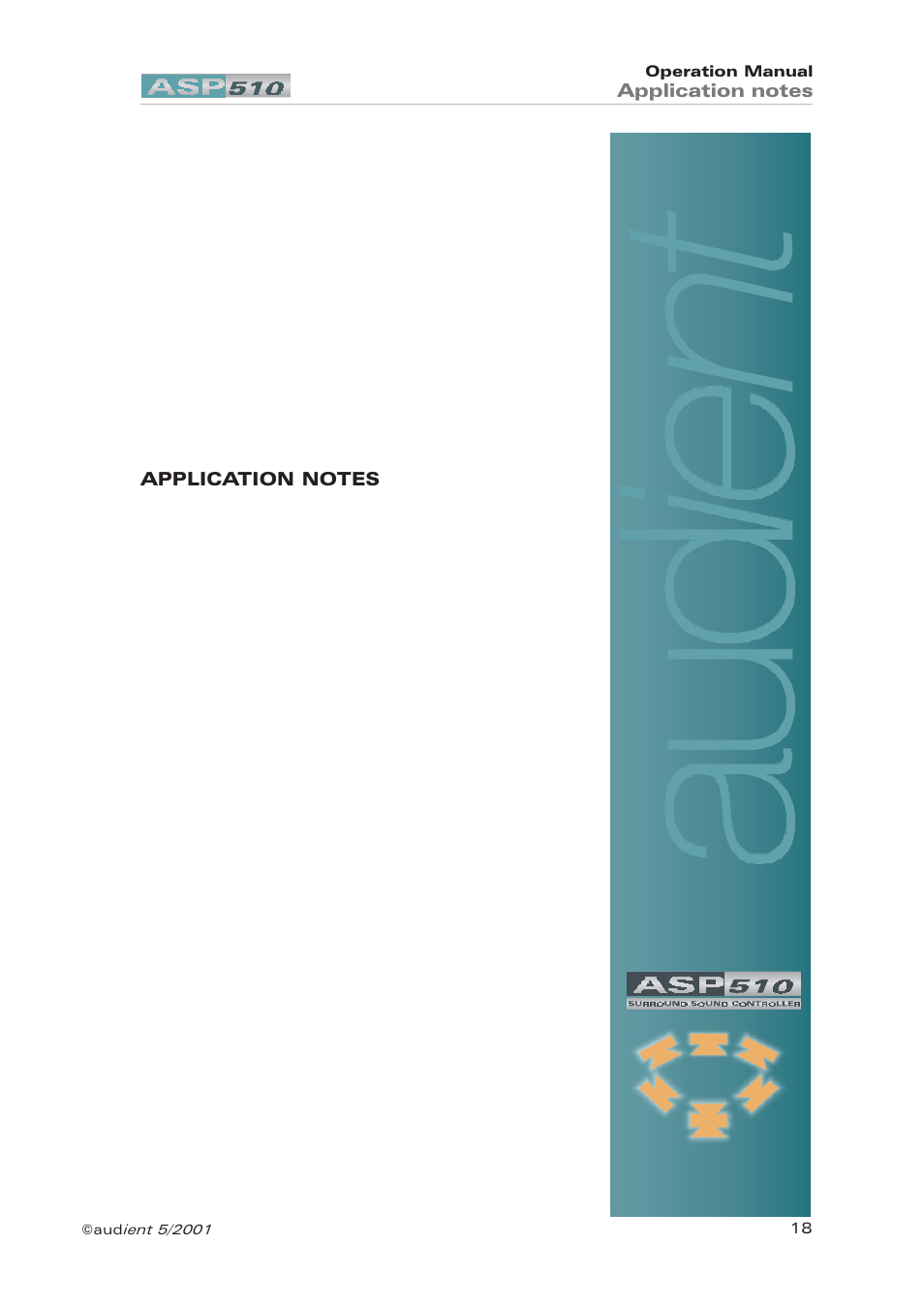 Application notes, Application notes -22 | Audient ASP510 Surround Sound Controller User Manual | Page 18 / 18