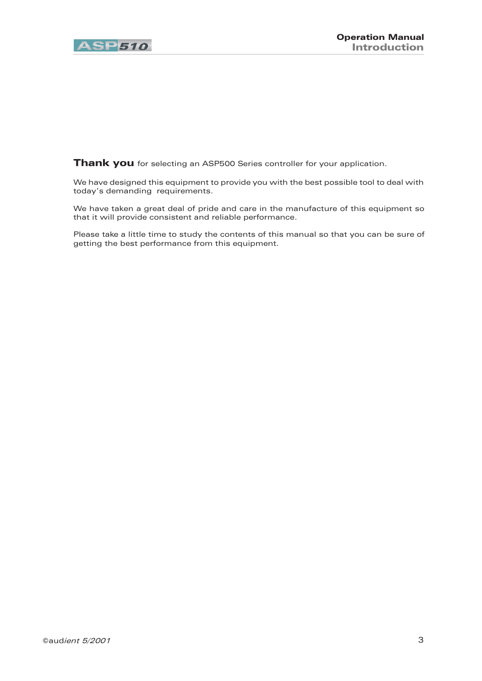 Introduction | Audient ASP510 Surround Sound Controller User Manual | Page 3 / 18