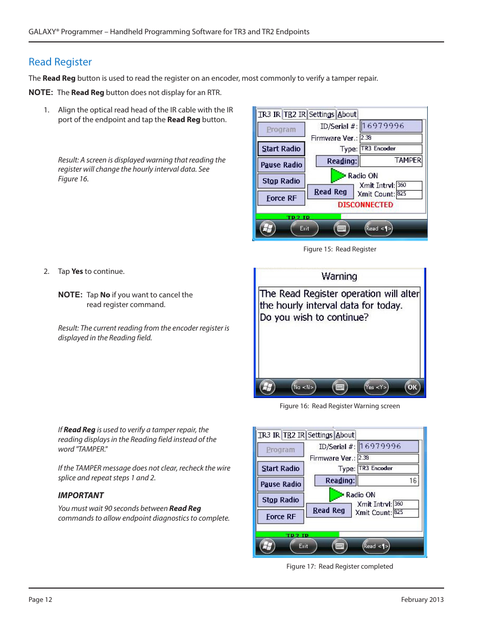 Read register, Read register 12 | Badger Meter GALAXY User Manual | Page 12 / 28