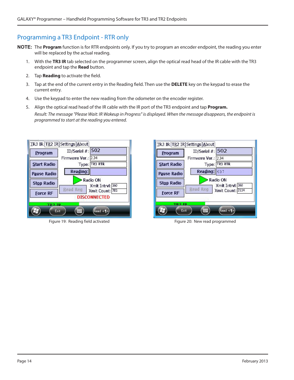 Programming a tr3 endpoint - rtr only, Programming a tr3 endpoint - rtr only 14, Programming a tr3 endpoint - rtr only” on | Badger Meter GALAXY User Manual | Page 14 / 28