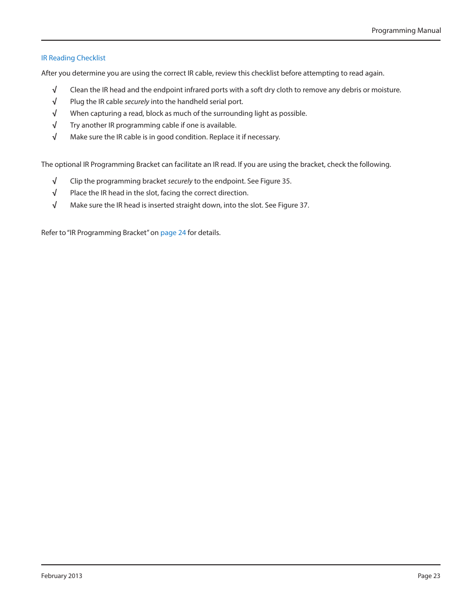 Ir programming bracket, Ir programming bracket 23 | Badger Meter GALAXY User Manual | Page 23 / 28