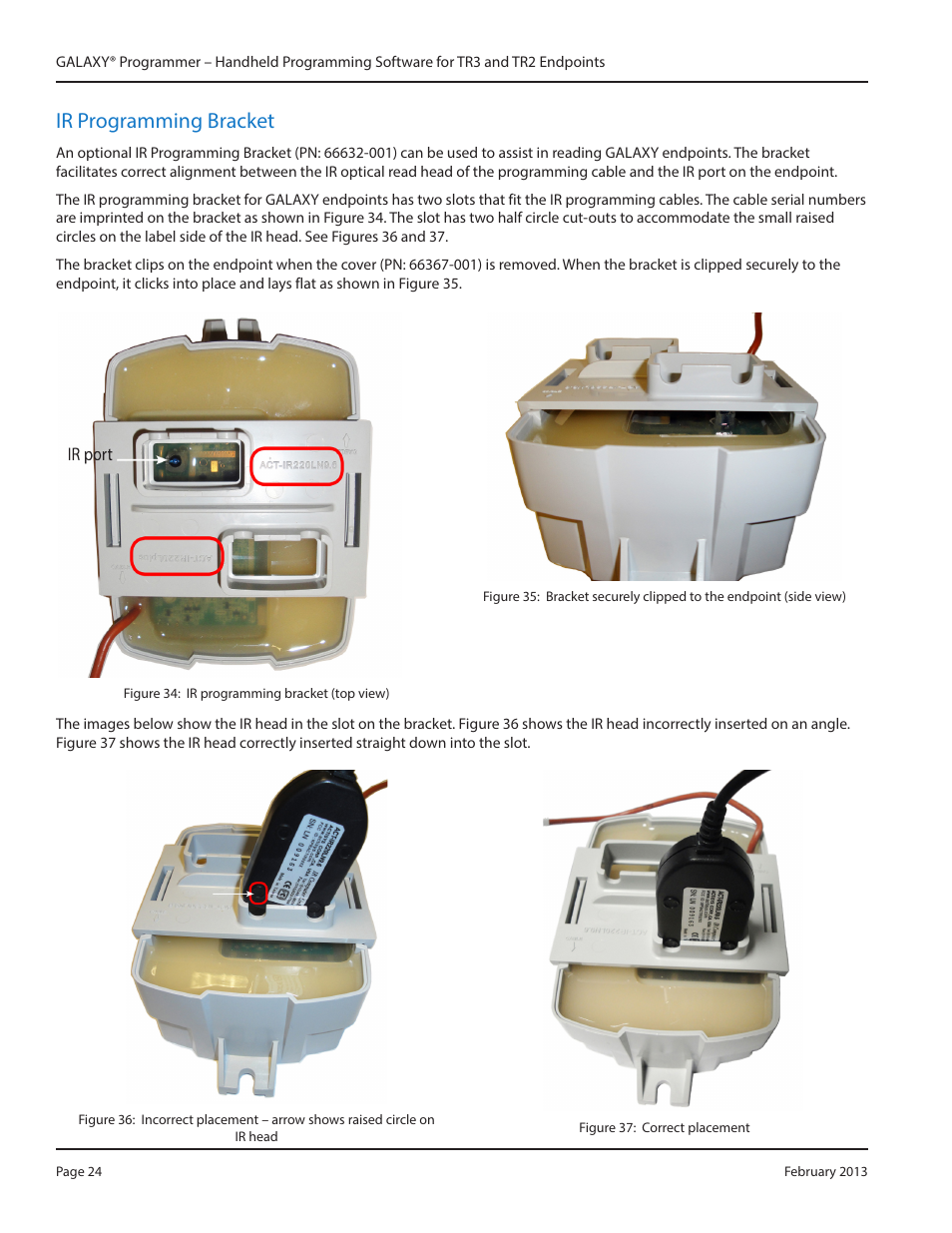 Technical support, Technical support 24, Ir programming bracket | Badger Meter GALAXY User Manual | Page 24 / 28