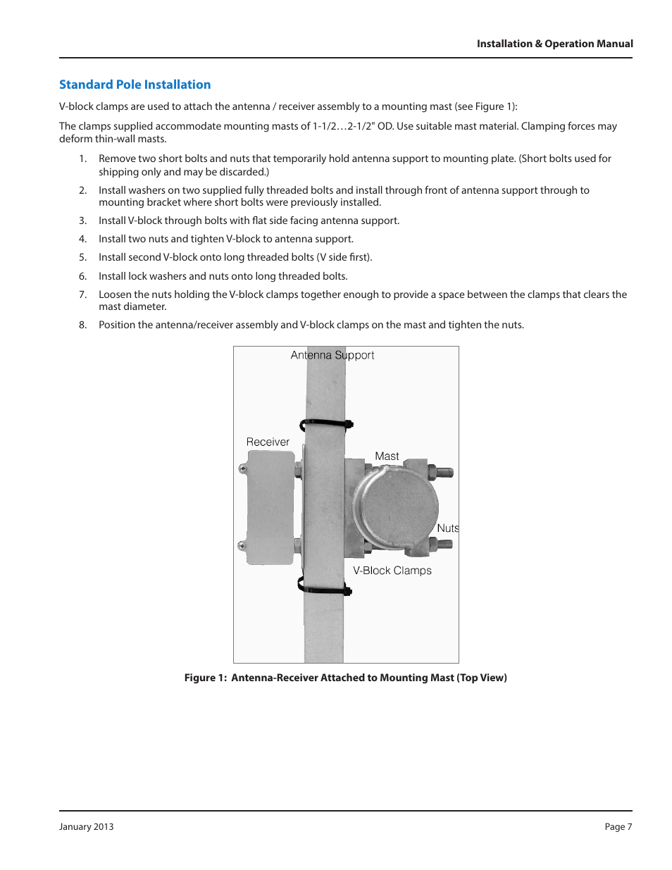 Standard pole installation | Badger Meter GALAXY User Manual | Page 7 / 20