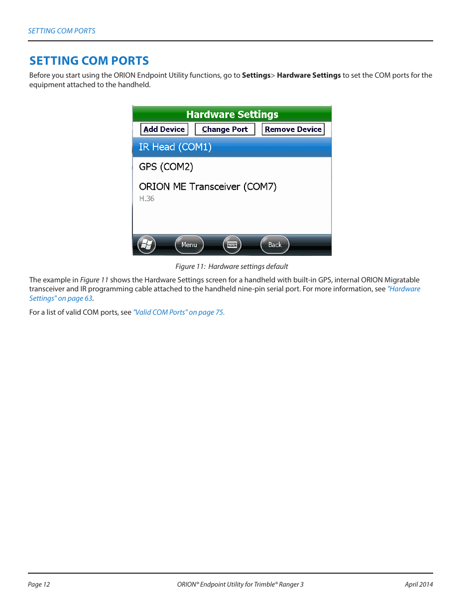 Setting com ports | Badger Meter ORION Classic (CE) User Manual | Page 12 / 80