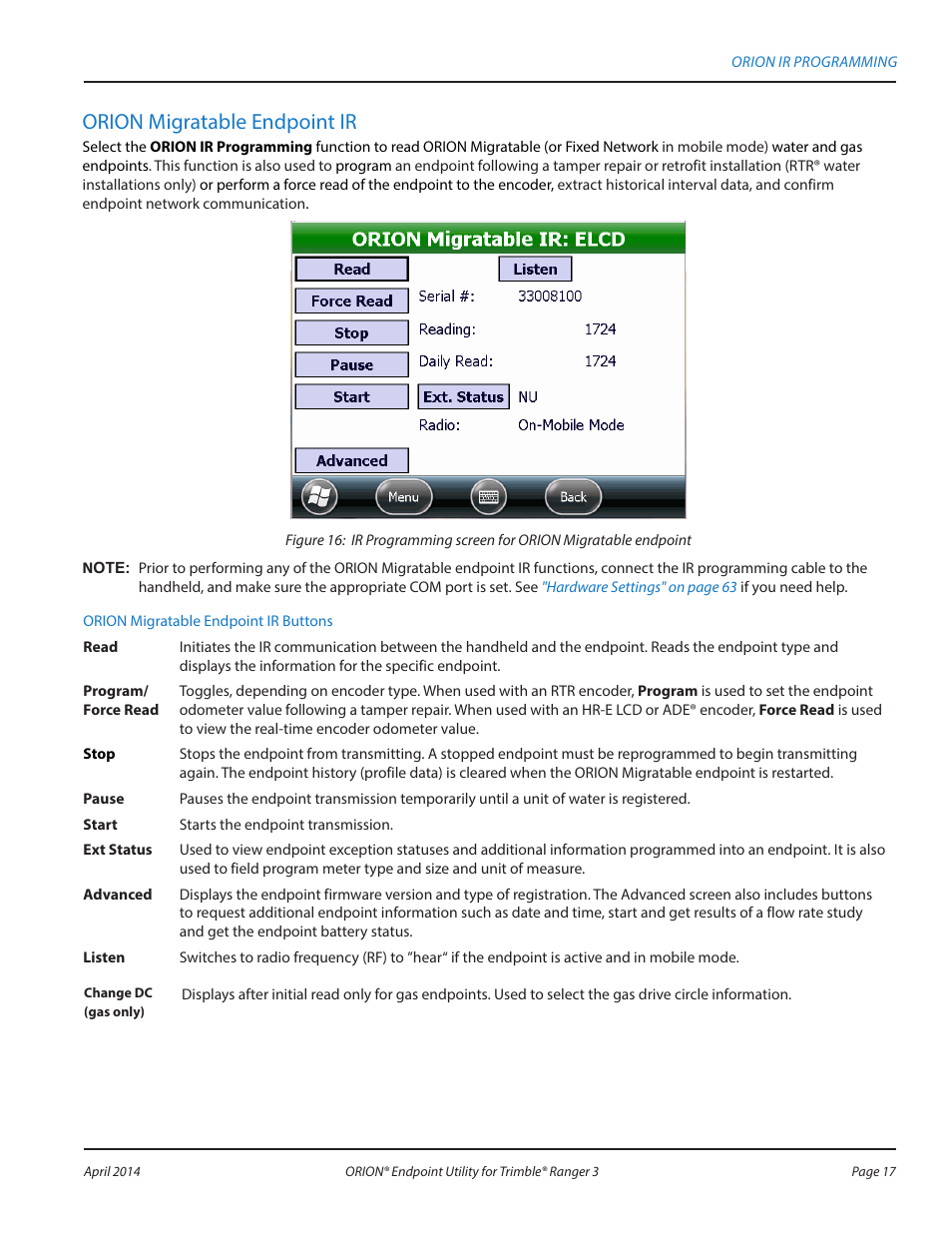 Orion migratable endpoint ir | Badger Meter ORION Classic (CE) User Manual | Page 17 / 80
