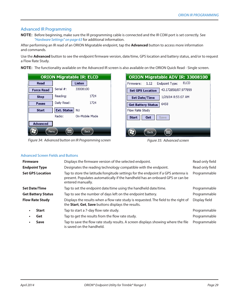 Advanced ir programming | Badger Meter ORION Classic (CE) User Manual | Page 29 / 80