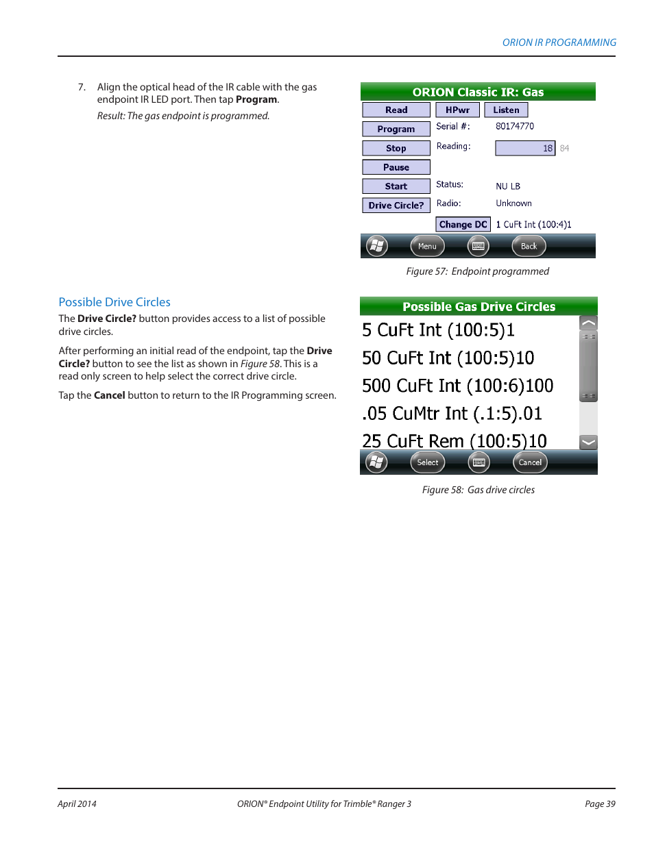 Possible drive circles | Badger Meter ORION Classic (CE) User Manual | Page 39 / 80