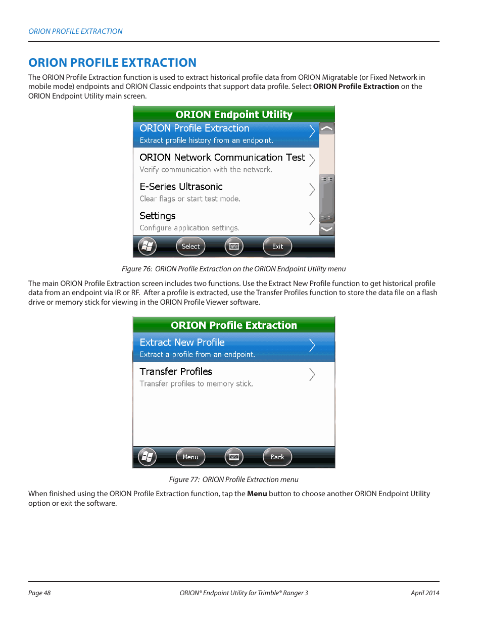 Orion profile extraction | Badger Meter ORION Classic (CE) User Manual | Page 48 / 80