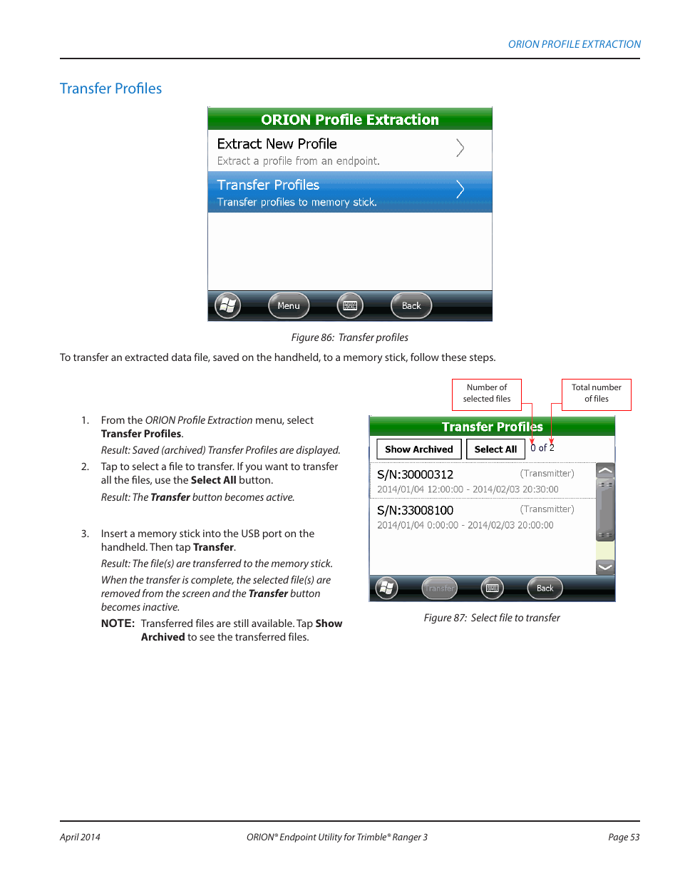 Transfer profiles | Badger Meter ORION Classic (CE) User Manual | Page 53 / 80