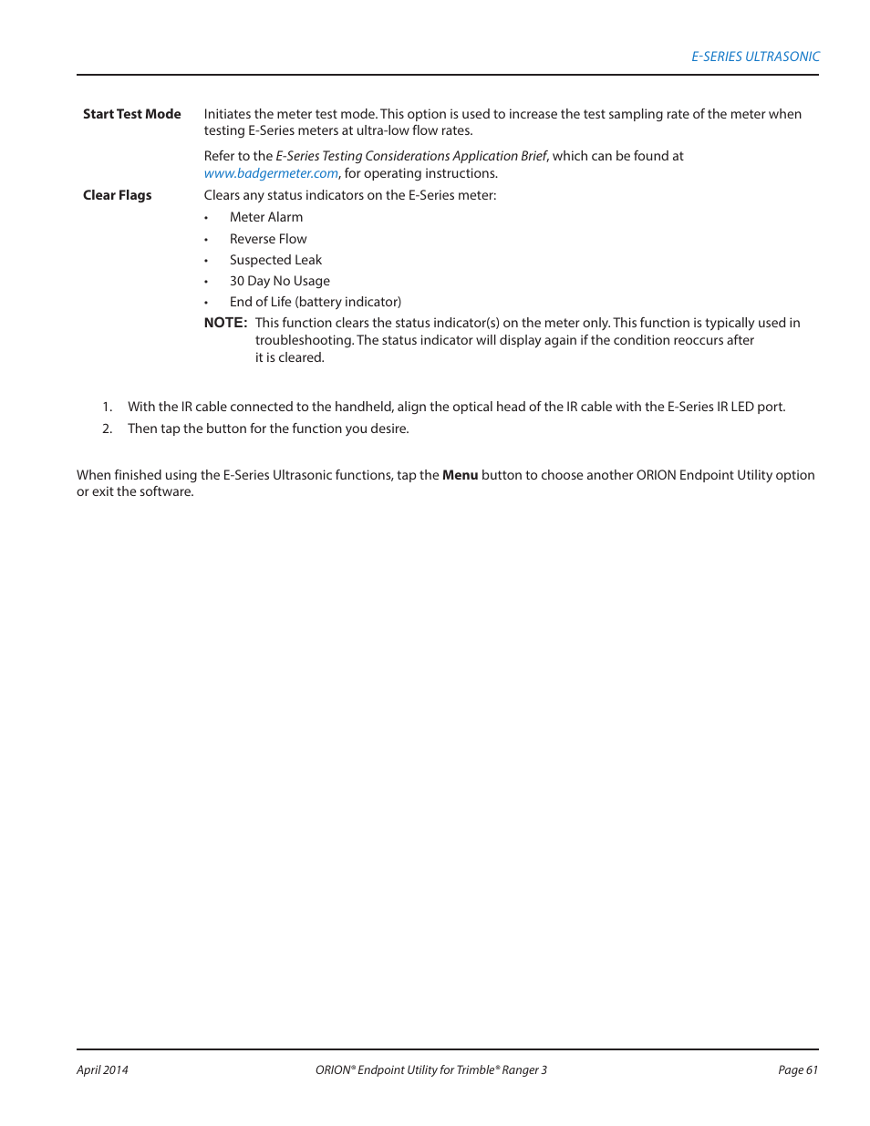 Badger Meter ORION Classic (CE) User Manual | Page 61 / 80