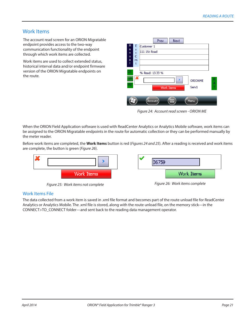 Work items | Badger Meter ORION AMR/AMI Hardware Solutions for Gas Utilities User Manual | Page 21 / 96