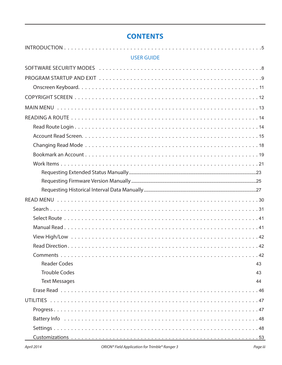 Badger Meter ORION AMR/AMI Hardware Solutions for Gas Utilities User Manual | Page 3 / 96