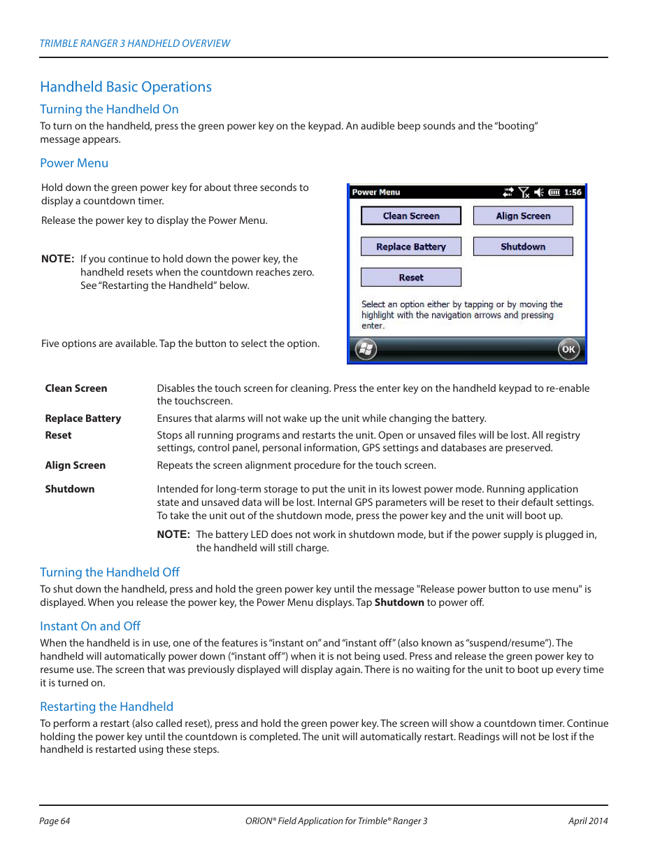 Handheld basic operations | Badger Meter ORION AMR/AMI Hardware Solutions for Gas Utilities User Manual | Page 64 / 96