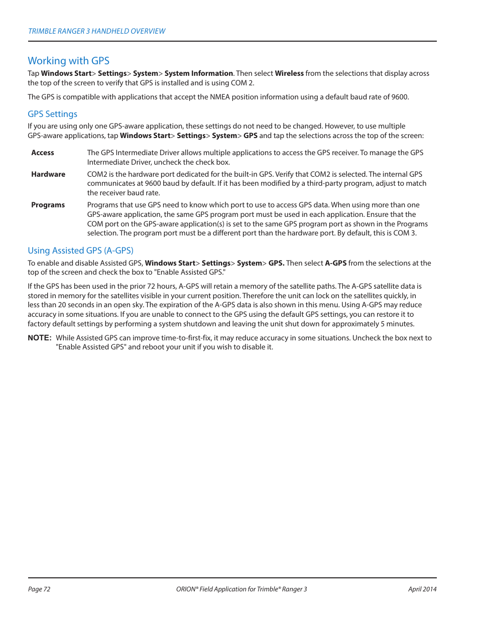 Tion about the gps, see, Working with, Working with gps | Badger Meter ORION AMR/AMI Hardware Solutions for Gas Utilities User Manual | Page 72 / 96