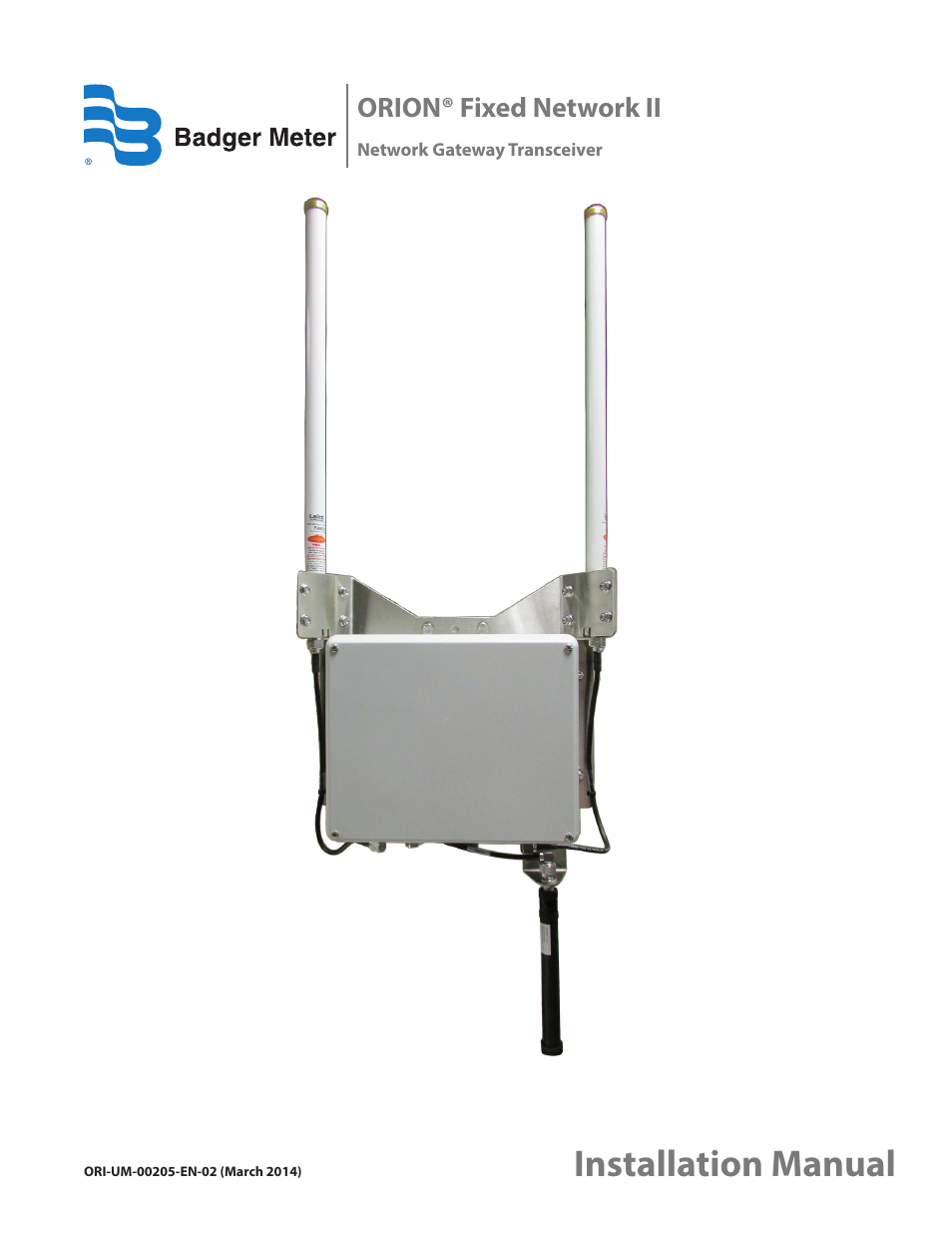 Badger Meter ORION AMR/AMI Hardware Solutions for Gas Utilities User Manual | 48 pages