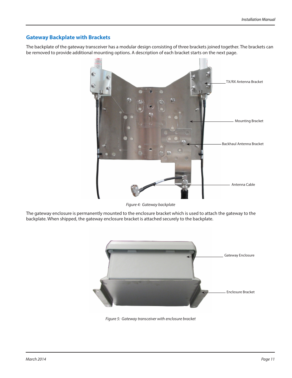 Gateway backplate with brackets | Badger Meter ORION AMR/AMI Hardware Solutions for Gas Utilities User Manual | Page 11 / 48